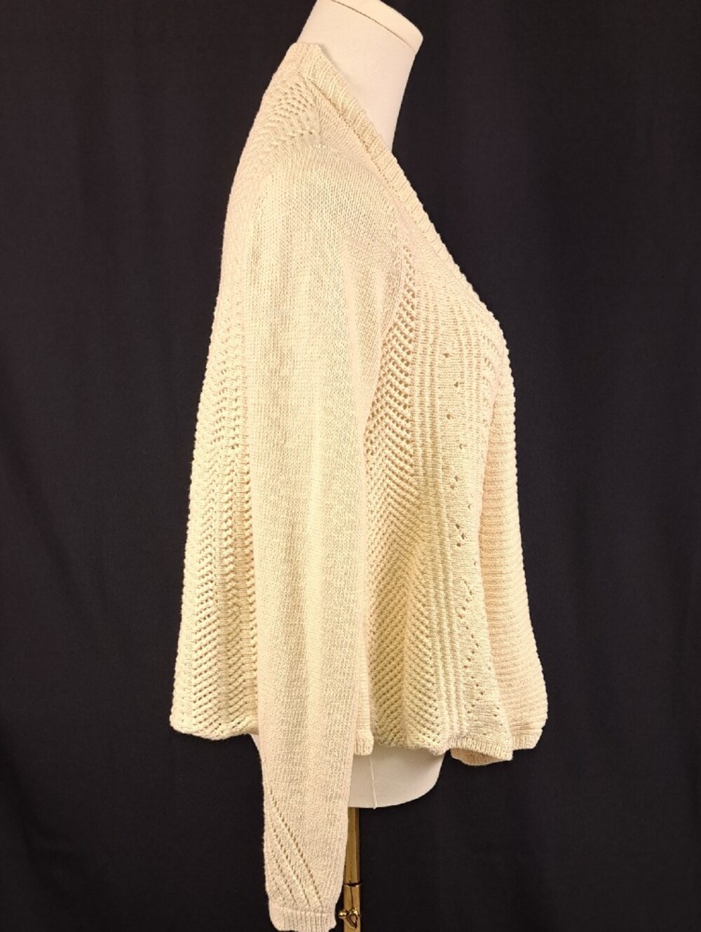 Anthropologie Rosie Niera Ivory Open-Front Open-Knit Cardigan Indie Boho Size S - Picture 3 of 11